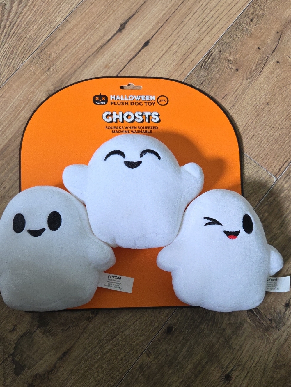 Fuzz Yard | Halloween Plush Ghost Dog Toy - White 3-Pack